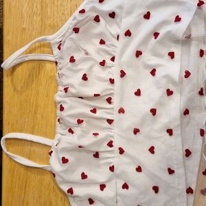 Spaghetti Strap Crop Top With Hearts